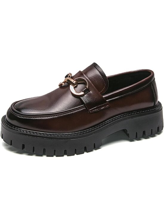 Men\'s Chunky Two-Tone Black & White Platform Loafers - Slip-On Dress Shoes